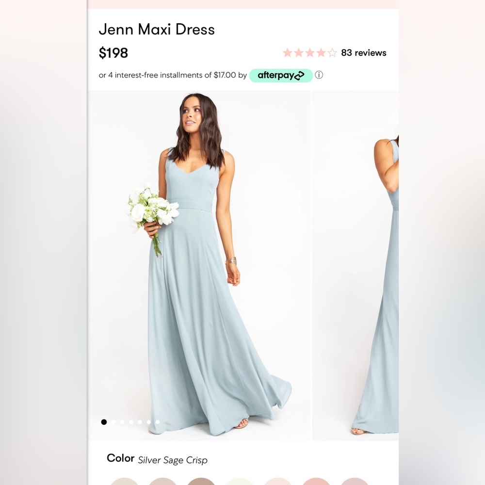 MuMu Bridesmaid Dress Jenn Maxi Silver Sage M